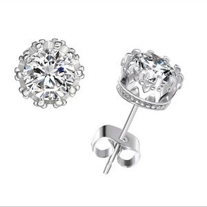 Swarovski Crystal 2 CTW Crown Stud Earrings